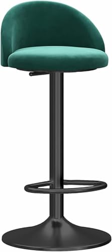 Taburete de bar giratorio verde ajustable con respaldo, base cromada, silla de altura para cocina, comedor, bar en casa y oficina