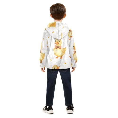 Ducks with Bow Tie Girls Fleece Jacket Girls Fall Jacket Girls Zip Up Hoodie Girls Sherpa Jacket 2-10T4