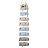 Wall Mount Metal Wire Towel Storage Shelf Organizer Rack Holder with 9 Compartments, Shelves for Bathroom Towels  Towel Rack Holder Wall Mount Towel Holder Towel Rack Towel Rack Organizer Black