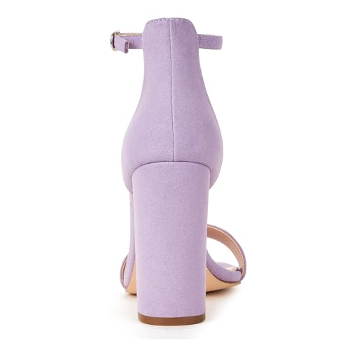 Image of GENSHUO Women's 4-inch Chunky High Heel Sandals with Ankle Strap,Party Wedding Bridal Shoes