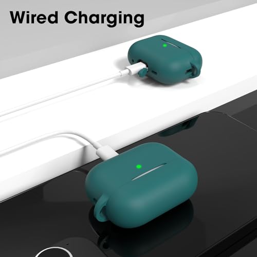 Image of Sounce Earphone Case Cover Compatible for Airpods Pro 2 Case 2022, Soft Silicone Skin Case Cover Shock-Absorbing Protective Case with Keychain [Front LED Visible](Green)