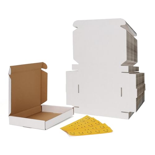 Image of RLAVBL 7x5x1 Shipping Boxes Set of 50, White Small Corrugated Cardboard Box, Mailer Box