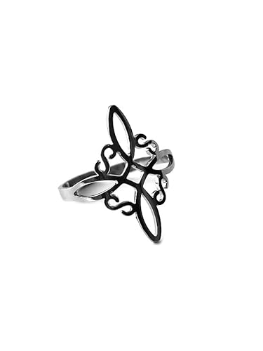 SIMBOLIKS Anneau Nœud de Sorcière Wicca, Amulette de Protection Celtique, Croix Magique, Bague Wiccane Femme/Homme, Bijou Ésotérique Sorcellerie
