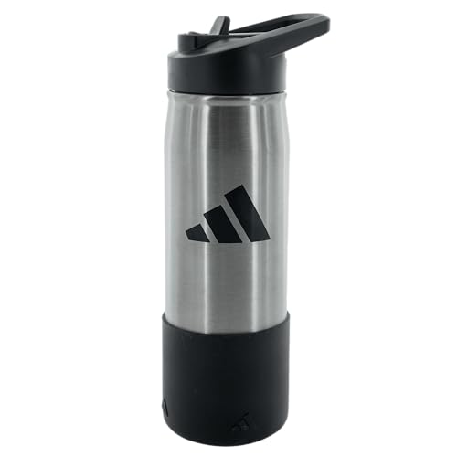 Image of adidas Straw Lid Metal Water Bottle 600 mL | Double-Wall Insulated, Leak-Resistant Lid, Stays Cold 24 Hours, Easy-Use Straw Top, Swap-Friendly Lid, Workouts & Daily Use