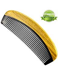 Wood Hair Comb - Natural Sandalwood OX Horn Fine Tooth Detangling Wooden Hair Brush for Women,Men and Kids - SHINY,SMOOTH,NO PULL,NO SNAGS,NO TANGLE,NO STATIC- FREE HAIR,BE COMFORTABLE AND HEALTHY