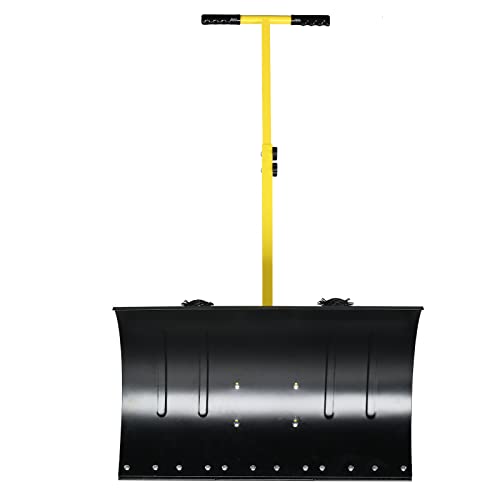 ZHAOXI now Plow Pusher hovel with Wheels,now Removal Tool for Doorway idewalk Driveway Deck, Rolling now Pusher hovel for Driveway,now hovels for now Removal 74 x 47cm, Yellow