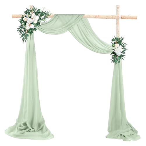 Tenture Mariage Sage Green en Mousseline de Soie 75x300cm pour Arche