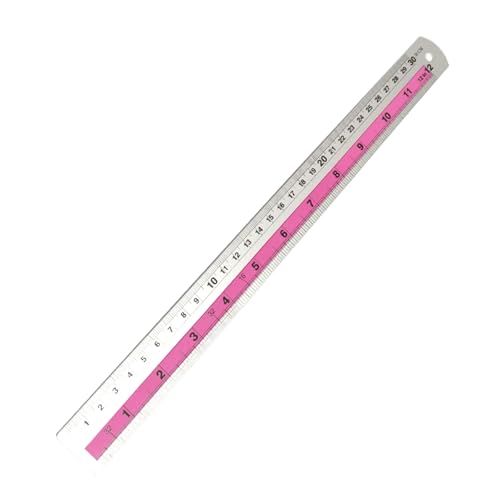 jiingekk Règle à bord droit, règle à bords droits en métal, outil de mesure précis pour travaux manuels, coupe métrique, règle métrique double face – Rose 30 cm