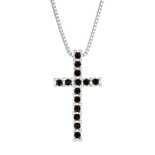 Collier homme pendentif croix argent et cristal Kuzzoi style urbain chic 50cm