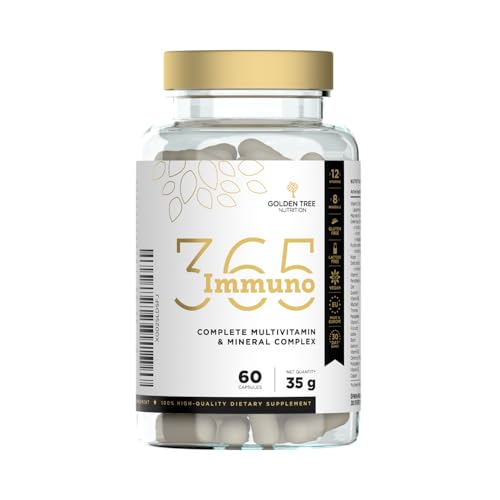 Golden Tree Immuno365 Multivitamin Capsules – Multivitamins and Minerals with Vitamin C, D, E, A, B-Complex, Biotin & Zinc – Vegan Immune Support, 60 Capsules