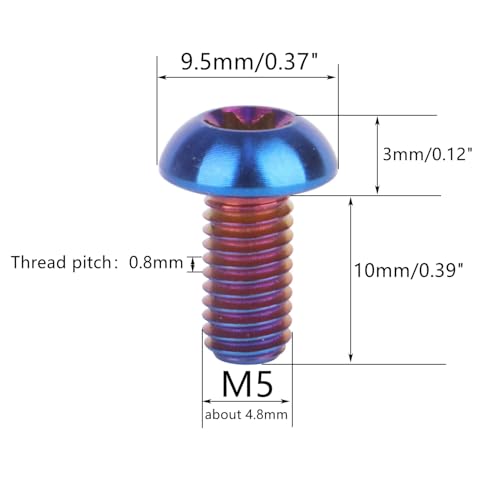 Image of 6PCS Titanium Bike Screw M5x10mm Bicycle Disc Brakes Rotor Bolts Torx T25 Head (Burnt Blue)