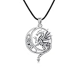 Drachen Halskette 925 Sterling Silber Keltischer Knoten Halskette Mond Kette Keltisches Anhänger Schmuck für Frauen Herren Männer Geschenke