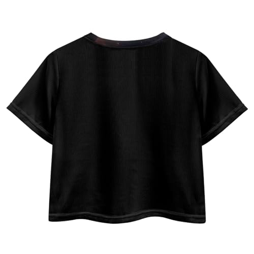 Image of Girl Crop Top Shirts for Summer Cute T Shirts Short Sleeve Tees for Kids 5-16