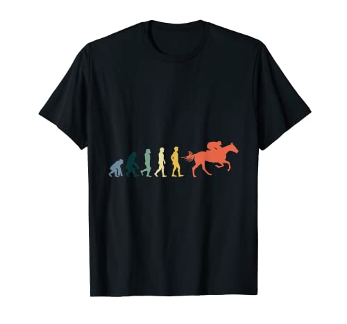 Jinete Caballo Amante Retro Show Jumping Evolution Friesian Camiseta