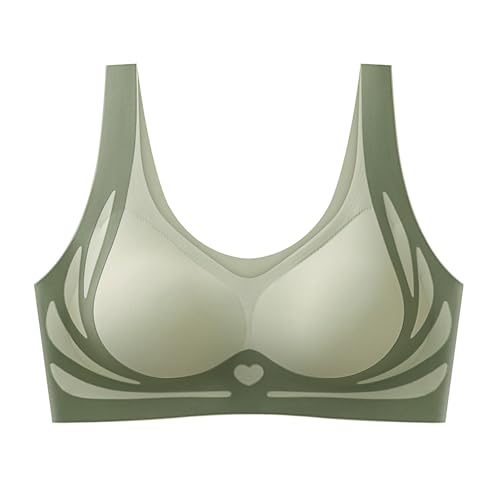 Genérico Ropa Interior Sexy Mujer Agujero Sujetador Fino sin Costuras para Mujer, con Soporte Suave, Pecho Grande, Copa Media Fija pequeña, Transpirable Ropa Interior Bicicleta (Green, XXL)