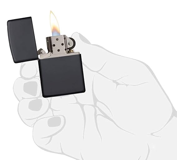Image of Alkey Premium Refillable Metal Lighter - Flip Top Pocket Lighter with Classic Matte Finish | Durable & Reusable Fluid Lighter for Outdoor, Camping, BBQ, Travel & Everyday Use (Black)