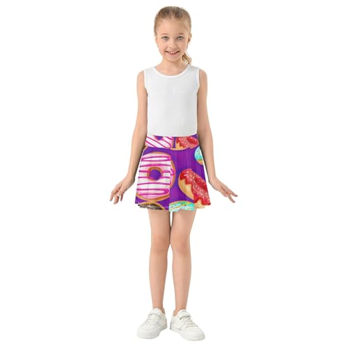 Joisal Athletic Shorts for Girls Skorts Colorful Donuts Tennis Skirts Kids Children Flowy Skort 3t3