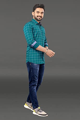 Image of Men's Casual Cotton Checks Shirt