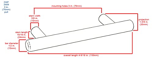 Ckp Brand #3489-3 In. (76Mm) Steel Bar Pull, Cinnamon - 10 Pack #TOP4
