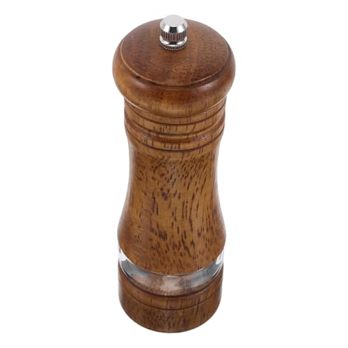 LOORGVEL Moulin à Poivre Manuel 15 Cm en Bois avec Bouteille Transparente Rechargeable, Mouture Réglable Fine et Grossière, Moulin à Épices Compact Cuisine et Restauration