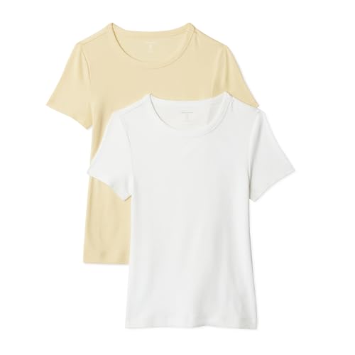 Image of Amazon Essentials Women's Slim-Fit Short-Sleeve Crewneck T-Shirt, Pack of 2