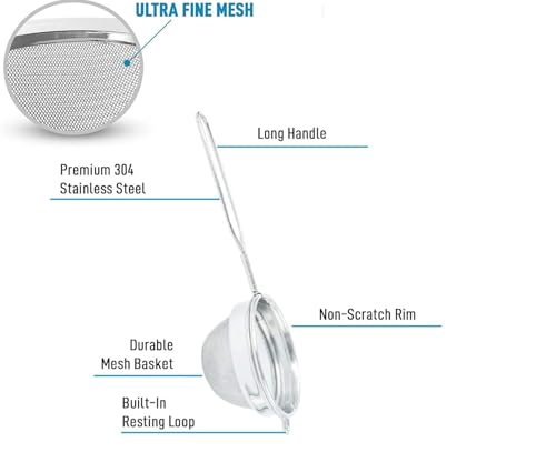 Image of Kanshita's Rasoiware Premium Stainless Steel Tea Strainer Set (7+8 cm) - Fine Mesh Chai Chhalni & Coffee Filter for Smooth Brewing
