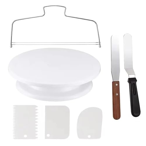Plateau tournant en plastique blanc pour gâteaux et cupcakes avec rotation fluide de précision