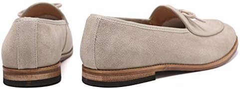 Santimon Men's Casual Tassel Bow Slip-On Driving Penny Loafers Boat Shoes Driver Moccasins Beige 10.5 US | Image 4