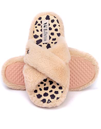 Barbie Womens Slippers Ladies Doll Fluffy Cross Strap House Sliders4