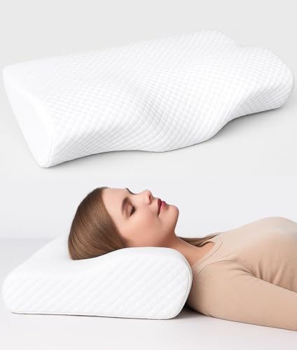 Image of Memory Foam Cervical Contour Medical Pillow for Sleeping Orthopedic Pillows for Neck Back Shoulder Support Pain Relief cusion Soft Firm Pillow (SkyBlue Pillow)