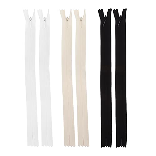 Recopilación de Cremalleras más recomendados. 43 Cremalleras Invisibles de 6 Piezas, Suministros de Cremallera Oculta de 11 Pulgadas en Blanco, Negro, Beige para Coser Abrigos, Bolsas de Chaqueta