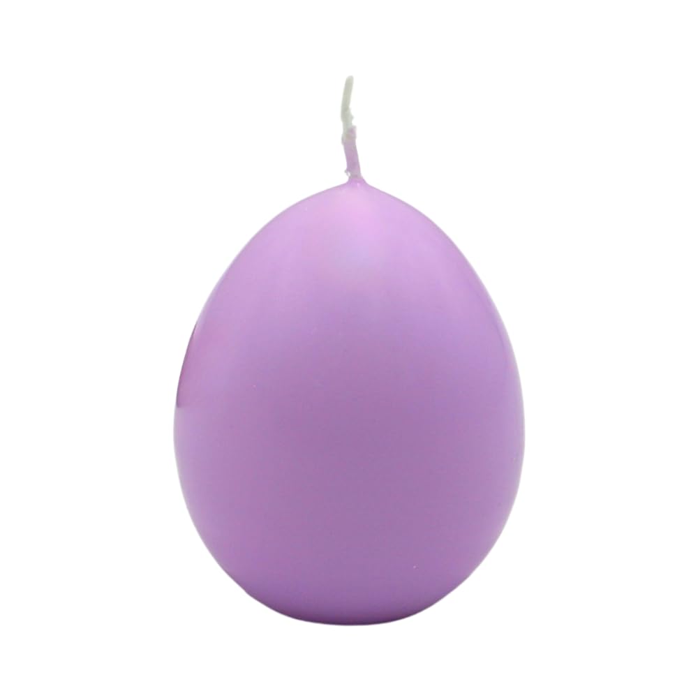 Dekohelden24 XXL Shape, Wax, Easter Decorative Candle as Egg in Pastel Purple, L/W/H: 8 x 8 x 12 cm, XL einzeln