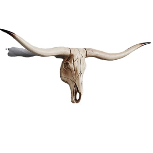 Escultura rústica de Pared con Forma de cráneo de Toro Tribal Tallado - Taxidermia Falsa, esculturas Decorativas, Arte Colgante Nativo Americano Occidental (A)