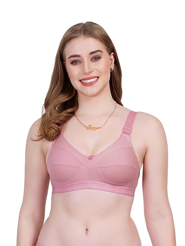 Image of Women Non Padded Bra in B & C Cup - Made of Pure Cotton Full Coverage Non Wired Soft Cup for T-Shirt Saree Dress Sports Garment for Daily Use Everyday