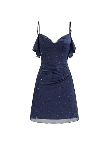 CIDER Sequin Cocktail Dress Homecoming Dresses for Women Ruched Glitter Mini Dress Sparkly Party Dresses