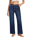 GRAPENT High Waist Loose Jeans for Women Baggy Jeans for Women Dark Blue Size Large US 12 to 14