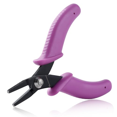 SPEEDWOX Minis: 4" Chain Nose Pliers w/ Smooth & Duckbill Jaws for Jewelry Making & Craft Supplies, Purple, 4" Flat Nose Plier