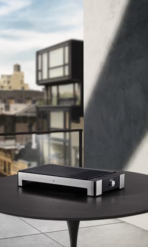 Foto von WMF Lono Tischgrill flach & gerippt, Elekrogrill mit variabler Temperatureinstellung, 2300 W, edelstahl matt, Grillplatte elektrisch glatt