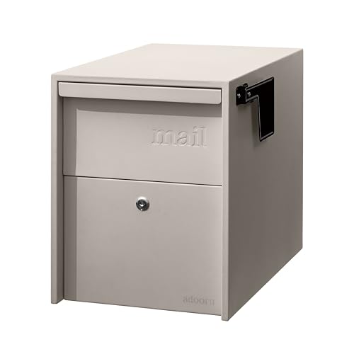 Image of Adoorn Lockable Post Mount Mailboxes for Outside - Large Anti-Theft Locking Mailbox for Packages and Letters - Weatherproof Construction - Durable Steel - 15.5 inch H x 12 inch W x 18.5 inch D - Sandstone