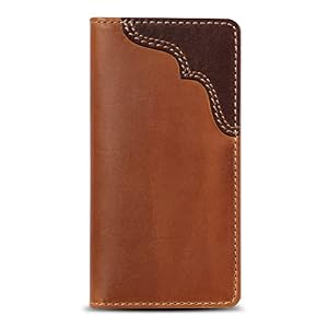 House of Jack Co. Buck Men’s Long Bifold Western Wallet, Full Grain Leather | 9 Card Slots, ID Window, Vertical Cash Pockets, Slim Rodeo Wallet, Backpocket Long Wallet, Gift for Men, Tan