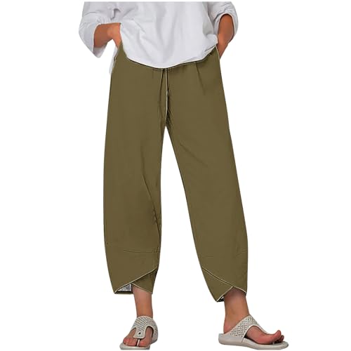Women's Capri Pants Wide Leg Elastic Waist Casual Capri Pants
