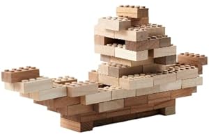 54-Piece Tree Blocks: Natural Wood Constructor Compatible with Lego