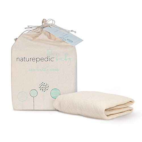 Image of Naturepedic Organic Crib Mattress Cover - Skin Friendly, Breathable & Absorbent Crib Mattress Protector - Removable Mattress Pad for Baby and Toddler Bed - Fitted Ivory