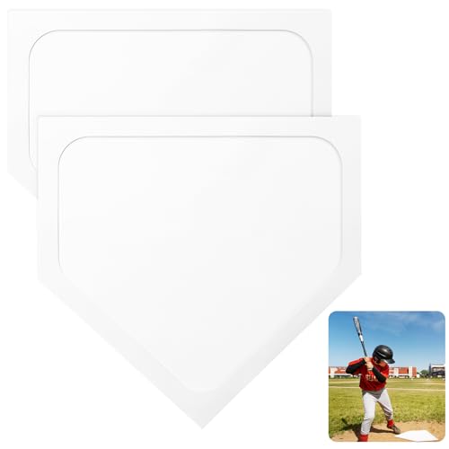 MAQUITA Baseball Home Plate Throw Down Baseball Bases Heavy Duty Pitcher's Mound Rubber Bases for Softball Kickball Practice Pitching Hitting, White