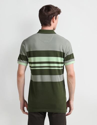 Image of Arrow Sport Men Regular fit Cotton Striped Short Sleeves Polo Shirt
