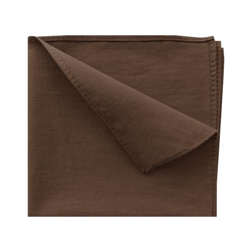 Yultfotz Men’s Cocoa Brown Cotton-Linen Pocket Square – 11.8 × 11.8 Inch Suit Handkerchief