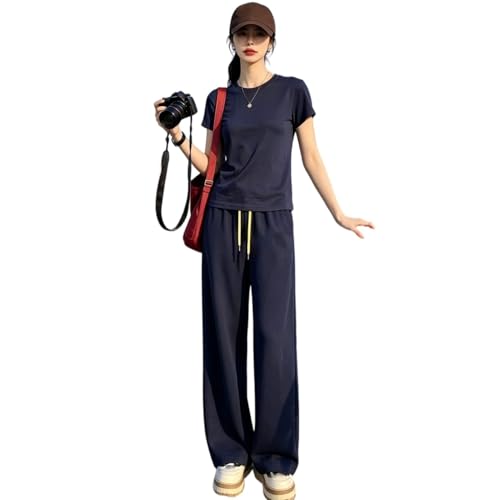 T-shirt manches courtes pantalon Palazzo jambes larges coton femme