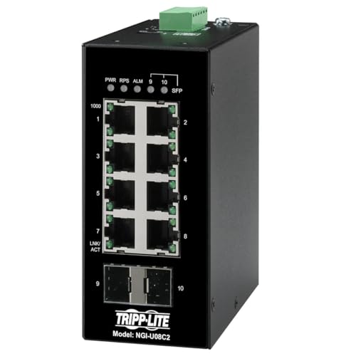 Image of Tripp Lite Industrial 8 Port Ethernet Network Switch 10 /100 Mbps -40 to 167F Temperature Range Unmanaged TAA Compliant DIN Mount (NGI-U08C2)