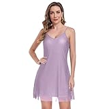 CHIFIGNO Vestidos de verano para mujer, sexy, minivestido de verano, tirantes delgados, cuello en V, vestidos de fiesta para mujer, Lila, M