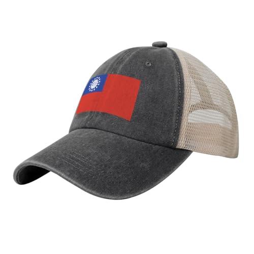 XingFox Casquette de Baseball Drapeau Birman, Casquette Ajustable en, Style régional, pour Hommes et Femmes